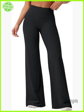 High Waist Straight Leg Yoga Pants No Front Seam 33" Inseam Nylon Spandex